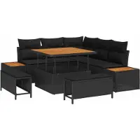 vidaXL Ensemble canapé de jardin 8 pcs noir poly rotin