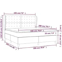 vidaXL Lit boxspring avec matelas noir 180x200 cm Tissu