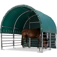 TOOLPORT Tente de pâturage 3x3 m bâche PVC 2300 Newton abri pour chevaux - type de sol : béton - ouvert àl'avant - vert