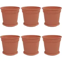 vidaXL Pots de plantes 6 pcs Rouge brique Ø 19 x 16 cm Plastique