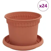 vidaXL Pots de plantes 24 pcs Rouge brique Ø 12,5 x 10 cm Plastique