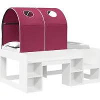 Syfax Lit avec Tunnel 4 pcs Blanc et rouge Bois d'ingénierie