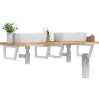 vidaXL Meuble étagère lavabo mural acier et acacia - miroir salle de bain 3302822