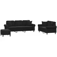 vidaXL Ensemble de canapés 3 pièces avec coussins Noir velours