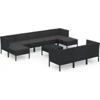 Syfax Salon de jardin 11 pcs avec coussins Résine tressée Noir