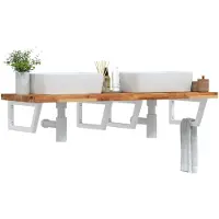 vidaXL Etagère de lavabo murale acier et acacia - miroir de salle de bain 3302870