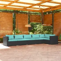 Prolenta Maison Exclusive - Ensemble de salon de jardin 6 pièces avec coussins en rotin synthétique noir