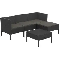 Syfax Salon de jardin 5 pcs avec coussins résine tressée noir