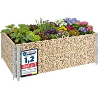 Garronda 2 cadres en bois avec imprimé – Jardinières surélevées pour plantes, fleurs, fruits, légumes, en bois avec imprimé décoratif feuille