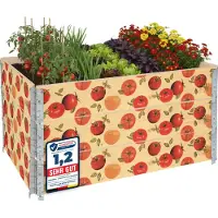 Garronda 3 cadres en bois avec imprimé – Jardinières surélevées pour plantes, fleurs, fruits et légumes, en bois avec imprimé décoratif tomate sur fond