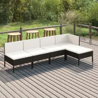 Prolenta Maison Exclusive - Ensemble de salon de jardin 5 pièces avec coussins, en rotin synthétique noir