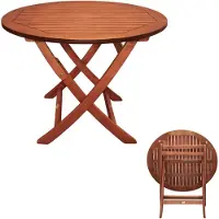 Spetebo Table ronde pliante - Diamètre 90 cm - Bois d'eucalyptus (XXL)