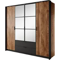 3Xeliving Armoire, châtaignier + anthracite, 223,2 x 210 x 59 cm