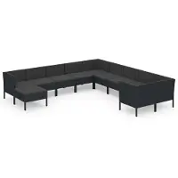 Syfax Salon de jardin 11 pcs avec coussins Résine tressée Noir
