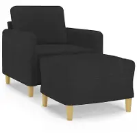 vidaXL Fauteuil avec pouf Noir 60 cm Tissu