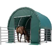 TOOLPORT Tente de pâturage 3x3 m bâche PVC 2300 Newton abri pour chevaux - type de sol : béton - vert