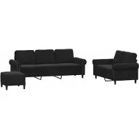 vidaXL Ensemble de canapés 3 pièces avec coussins Noir velours