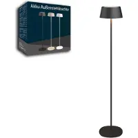 Northpoint Lampadaire LED rechargeable en métal, pour l'intérieur et l'extérieur, lumière blanc chaud, intensité réglable, sans fil, noir