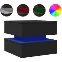 vidaXL Table basse avec lampes LED Noir 50x50x40 cm