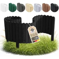 Pemicont Floranica Bordure de Jardin en Bois 40 x 200 cm Noir profond Barrières de Jardin Bordure de Gazon Clôture d'Extérieur