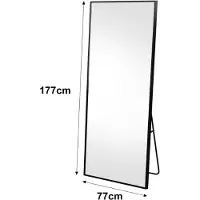 StarTech.com Miroir en pied - Miroir sur pied - Miroir au sol - 177 x 77 cm - Style moderne et minimaliste - Rectangulaire - Verre - Noir