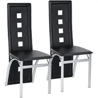Supfine Lot de 2 chaises de salle à manger. Élégante chaise de cuisine en similicuir. Élégante chaise de cuisine avec structure métallique noire