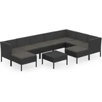 Syfax Salon de jardin 10 pcs avec coussins Résine tressée Noir