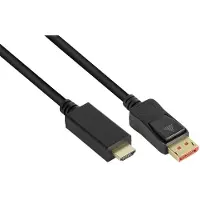 Alcasa Câble de connexion DisplayPort 1.4 vers HDMI 2.0, 4K @60Hz, contacts dorés, OFC, noir, 3m, . (3 m), Câble vidéo, Noir