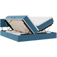 vidaXL Lit coffre à LED avec matelas, bleu foncé, 200 x 200 cm, velours