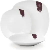 Berlinger Haus Set d'assiettes manger 18 pices Leonardo Collection blanc-bourgogne