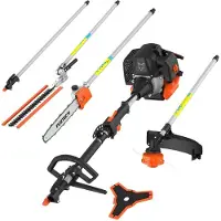 FUXTEC 5in1 Essence Multigarten FX-MT152E - 52cc | Débroussailleuse 9 dents | 2 temps | Coupe-bordures avec 3 CV | Elagueuse sur perche | Taille-haies | Scie à élaguer