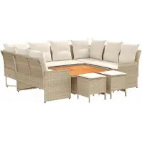 vidaXL Ensemble de mobilier avec coussins, 8 pièces, beige et crème, en rotin PE