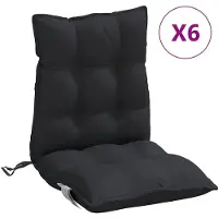 vidaXL Coussins de chaise à dossier bas lot de 6 noir tissu oxford