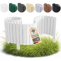Pemicont Floranica Bordure de Jardin en Bois 20 x 200 cm Blanc Barrières de Jardin Bordure de Gazon Clôture d'Extérieur
