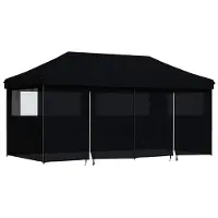 vidaXL Tente de réception pliable Pop-Up avec 4 panneaux latéraux noir