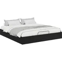 vidaXL Coffret de lit capitonné, noir, imitation chêne, 203 x 180 x 25 cm
