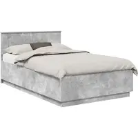 vidaXL Cadre de lit avec tête de lit Gris béton 135 x 190 cm Matériau dérivé du bois