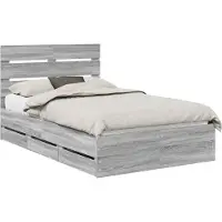 vidaXL Cadre de lit Sonoma gris, 120 x 190 cm, bois d'ingénierie