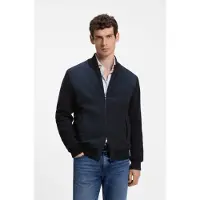 BOSS Veste hybride en maille de coton avec col bomber