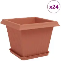 vidaXL Pots de fleurs, lot de 24, rouge brique, 28,5 x 28,5 x 22 cm, plastique