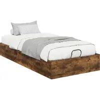 vidaXL Coffret de lit capitonné, finition chêne fumé, 80,5 x 200 cm, fabriqué en panneaux de particules