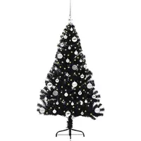 vidaXL Sapin de Noël artificiel pré-éclairé Noir 150 cm PVC