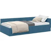 vidaXL Cadre de lit d'angle avec tête de lit bleu 80 cm x 200 cm velours