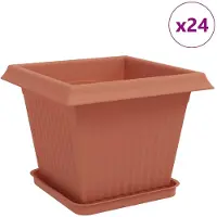 vidaXL Pots de fleurs, lot de 24, rouge brique, 33 x 33 x 26 cm, plastique