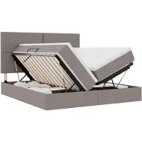 vidaXL Lit coffre à LED avec matelas, couleur taupe, 180 x 200 cm, tissu