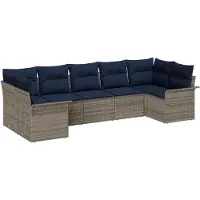 vidaXL Ensemble de canapé de jardin , 7 pièces, gris, en résine tressée