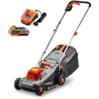 FUXTEC Tondeuse à gazon sans fil 20V FX-E1RM20ECO-SET - Largeur de travail 30cm | 9,6Kg | Sac de ramassage 30L | Hauteur de coupe 3-7cm | jusqu'à 400m²| batterie et chargeur inclus