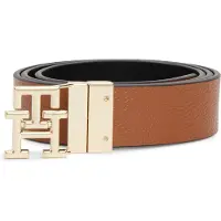 Tommy Hilfiger Ceinture 'TH Monogram Plaque Buckle Reversible' cognac / noir