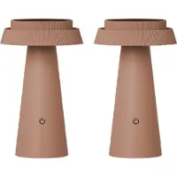 Luxus Europe - Lampe de table solaire Mambo - Lot de 2 - Marron moka - Lampe de table d'extérieur LED solaire sans fil – Fonctionne à l'énergie solaire et rechargeable via USB-C