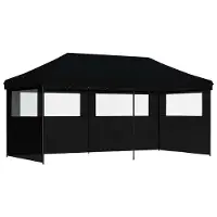 vidaXL Tente de réception pliable Pop-Up avec 3 parties latérales noire